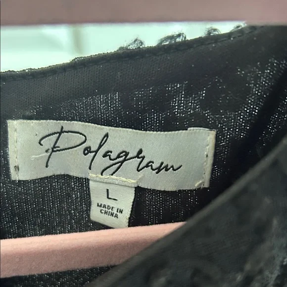 Anthropologie Polygram Black Textured Midi Dress with tie belt - Picture 2 of 10